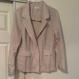 Women's Tan & White Striped Lightweight Blazer